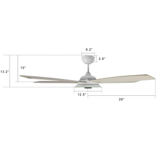 Striker White/Wood 5 Blade Smart Ceiling Fan with Dimmable LED Light Kit Works with Remote Control, Wi-Fi apps and Voice control via Google Assistant/Alexa/Siri