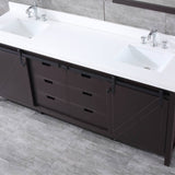 Marsyas Brown Freestanding Bathroom Vanity with White Quartz top, White Square Sink