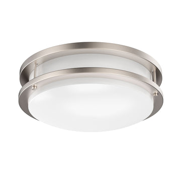 12 in. Dimmable LED Flush Mount Ceiling Lights, Double Ring, 14W, 1100LM, 3000K Warm White, Brushed Nickel Finish Steel, ETL Listed, For Hallway Kitchen Stairwell