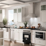 ZLINE 24 in. 2.8 cu. ft. Legacy Dual Fuel Range with 4 Burner Gas Cooktop and Electric Convection Oven in Satin Stainless Steel and Black Matte Door (RAS-BLM-24)