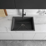 ZLINE 24 in. Rome Dual Mount Single Bowl Fireclay Kitchen Sink with Bottom Grid in Charcoal (FRC5123-CL-24)