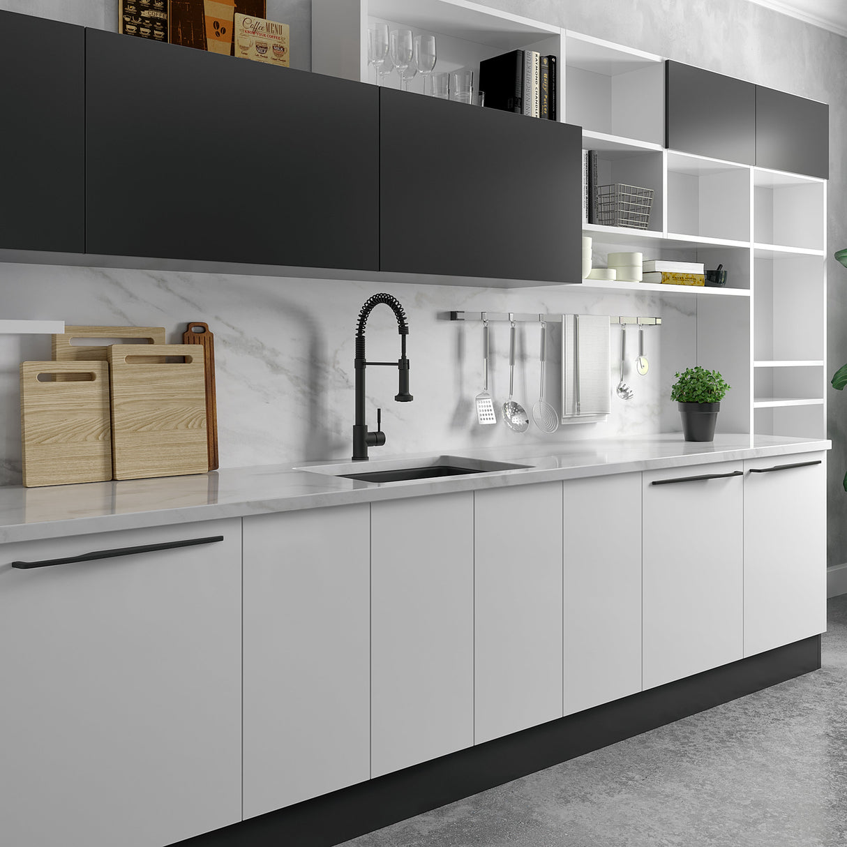 ZLINE 24 in. Rome Dual Mount Single Bowl Fireclay Kitchen Sink with Bottom Grid in Charcoal (FRC5123-CL-24)