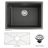 ZLINE 24 in. Rome Dual Mount Single Bowl Fireclay Kitchen Sink with Bottom Grid in Charcoal (FRC5123-CL-24)
