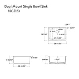 ZLINE 24 in. Rome Dual Mount Single Bowl Fireclay Kitchen Sink with Bottom Grid in Charcoal (FRC5123-CL-24)