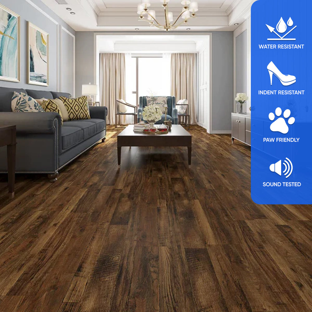 SPC Luxury Vinyl Flooring, Click Lock Floating, Chambery, 7" x 48" x 5mm, 12 mil Wear Layer - Bambino Collections (23.64SQ FT/ CTN)