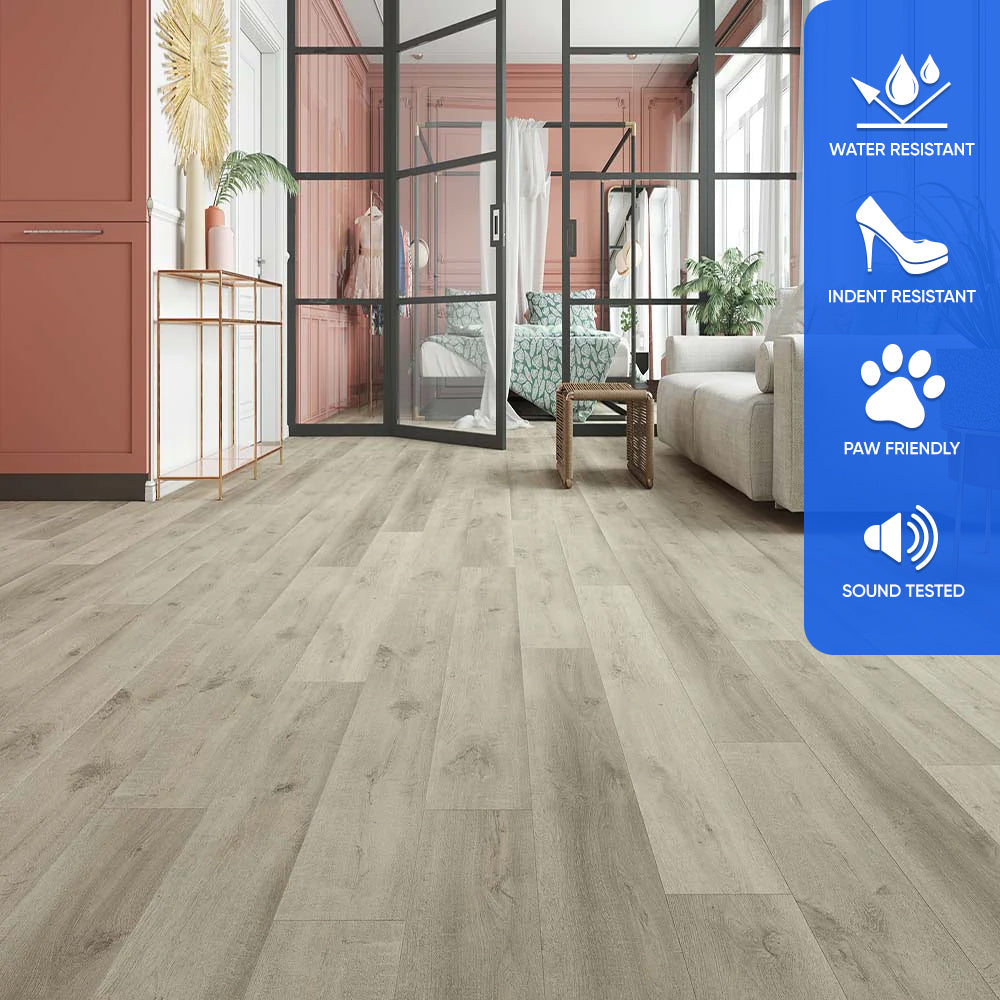 SPC Luxury Vinyl Flooring, Click Lock Floating, Rivoli, 7" x 48" x 5mm, 12 mil Wear Layer - Bambino Collections (23.64SQ FT/ CTN)