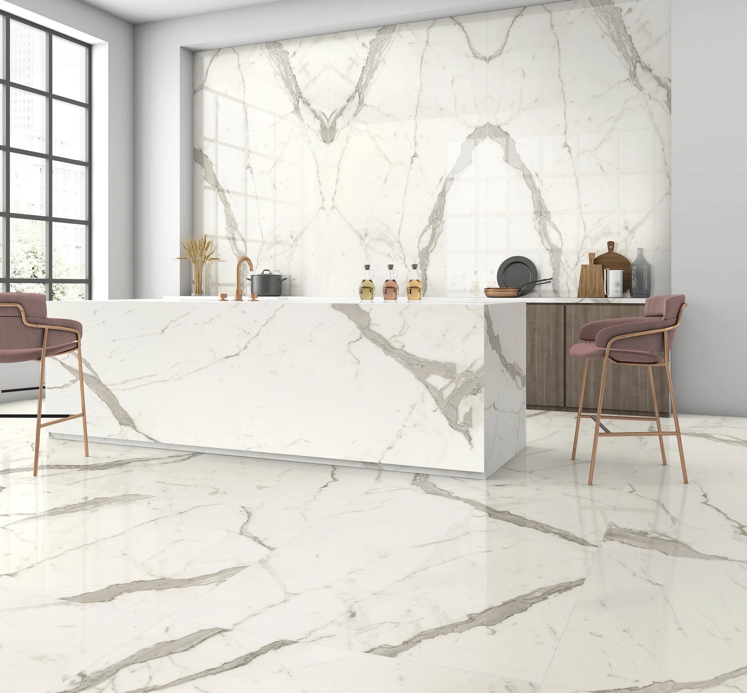 Jem 48 X 110 Polished Porcelain Tile in Capriccio Grey Bookmatch B
