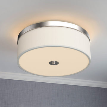 15 in. Drum Shape LED Flush Ceiling Mount Light, 20W, 4000K (Cool White), 2800LM Brushed Nickel Finish & Milky White Acrylic Shade, Hallway Light Fixtures