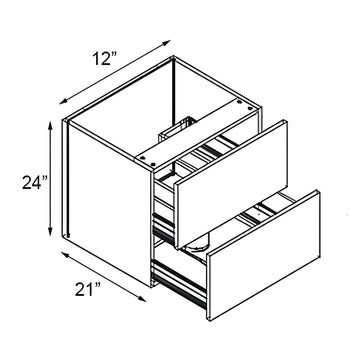 RTA - Concrete - Floating Vanity Drawer Base Cabinet | 12"W x 30"H x 21"D