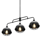 Modern 3-Light Black Iron Dome Shade Linear Pendant Chandelier for Kitchen & Dining