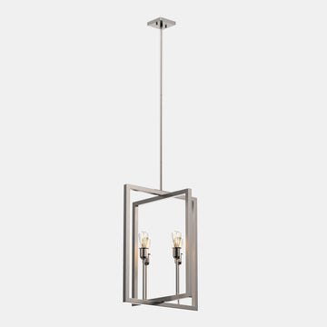 Farmhouse Chandelier, 4-Light Foyer Lighting for Dining Room, E26 Base, Brushed Nickel/Oil Rubbed Bronze Finish