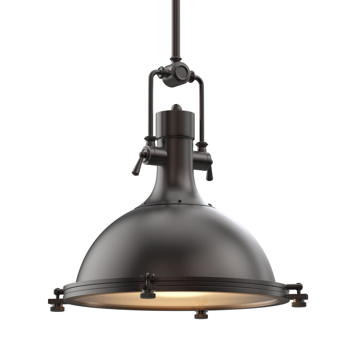 Industrial Pendant Light Fixture, Bronze Finish, Dome Shape, Includes Extension Rods 1x6"+3x12", E26 Base