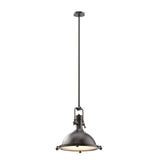 Industrial Pendant Light Fixture, Bronze Finish, Dome Shape, Includes Extension Rods 1x6"+3x12", E26 Base