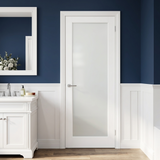 Ivanees White Primed 1 Lite Frosted Glass Door Slab 80 Inch Height (24 x 80, 35mm, Left)