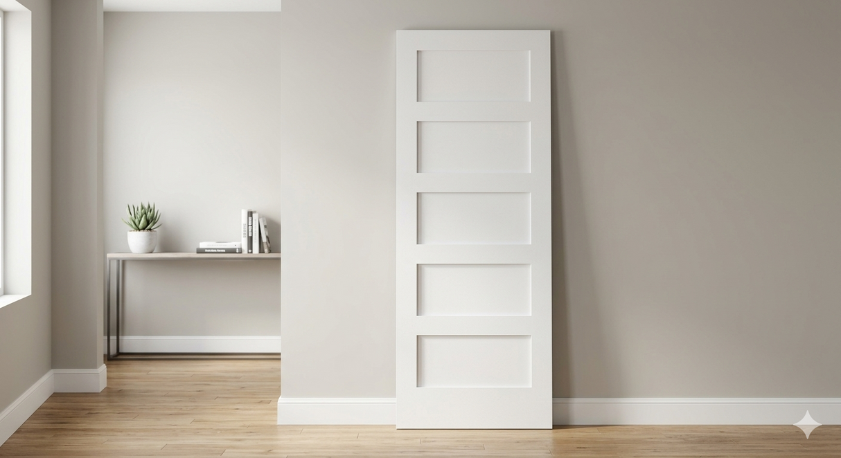 Ivanees 5-Panel Solid Core Shaker Door Slab 96 Inch Height