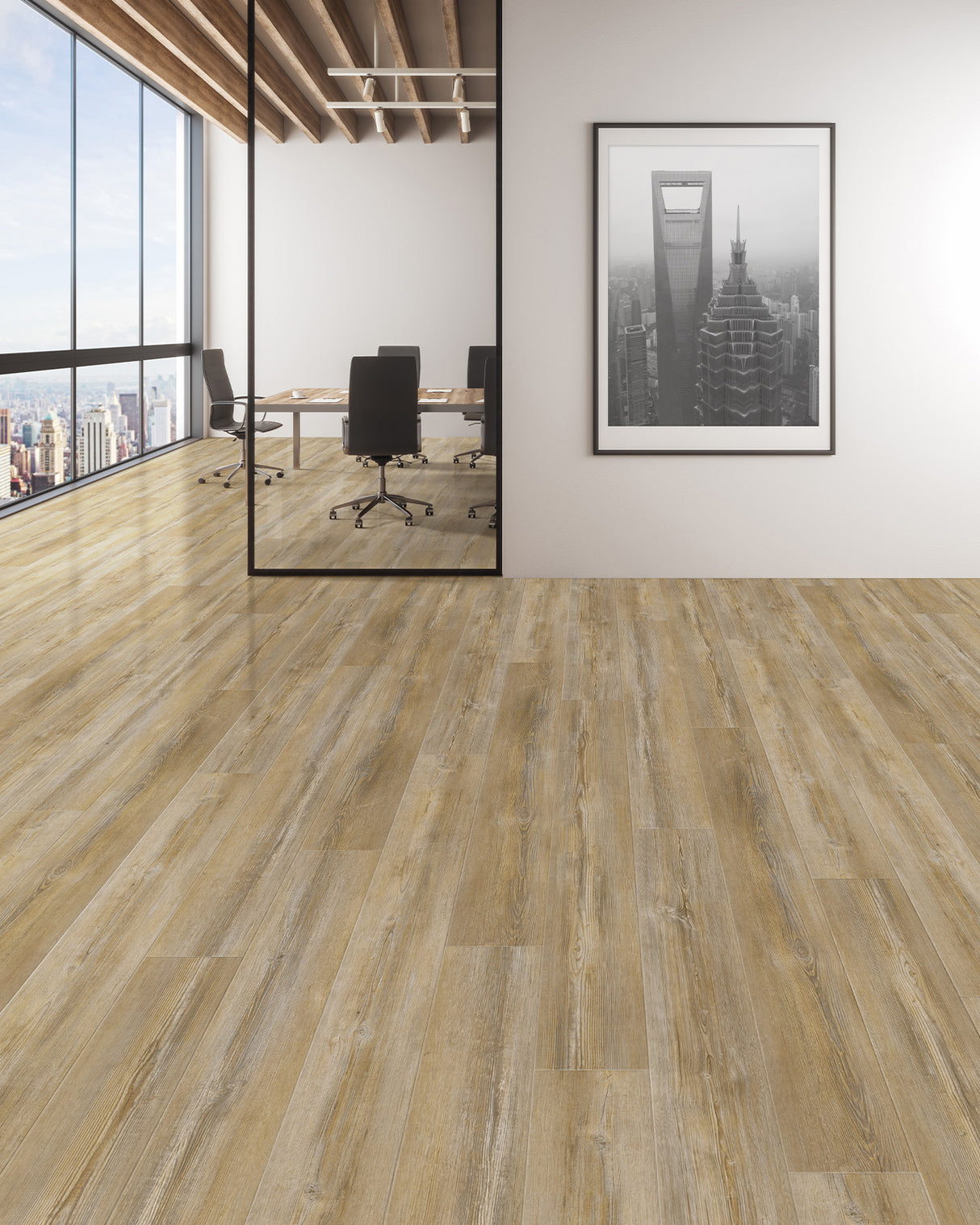 HPC Luxury Vinyl Flooring, Click Lock Floating, Sweet Chestnut, 7" X 60" X 10mm, 22 mil Wear Layer - Genesis Hpc Collection (17.71 SQFT/CTN)