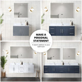 Geneva 84 in. Bathroom Floating Bathroom Vanity With Undermount Ceramic Sink With White Carrara Marble Top