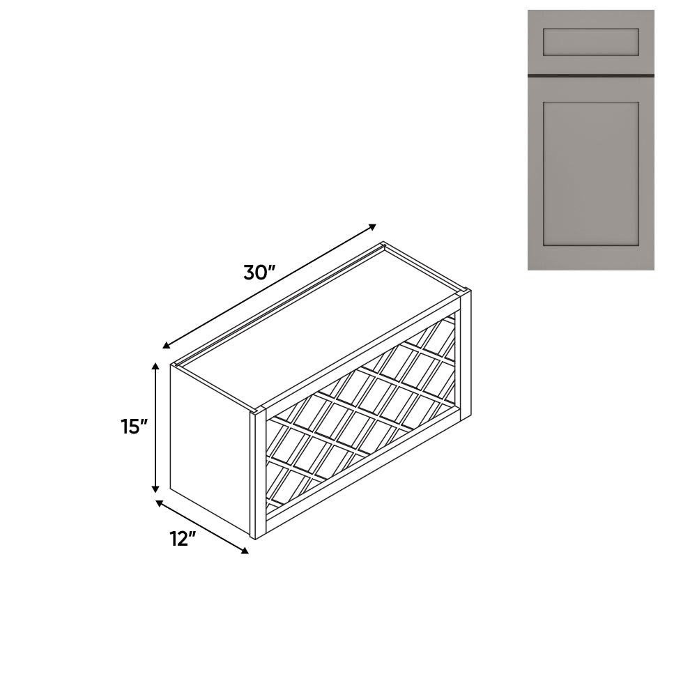 RTA - Grey Shaker - Wine Rack - 30"W x 15"H x 12"D - GS-3015WR