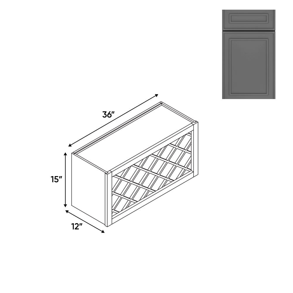 RTA - Elegant Shaker Grey - Wine Rack - 36"W x 15"H x 12"D