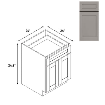 RTA - Grey Shaker - 24"W - Base Cabinet with 2 Door 1 Drawer 1 Shelf - 24"W x 34.5"H x 24"D - GS-B24