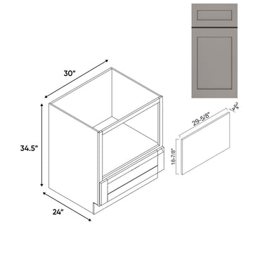 RTA - Grey Shaker - Base Microwave Cabinet - 30"W x 34.5"H x 24"D - GS-B30MW