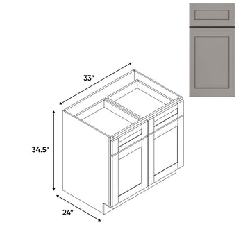 RTA - Grey Shaker - Base Cabinet with 2 Door 2 Drawer 1 Shelf - 33