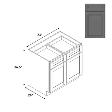 RTA - Elegant Shaker Grey - Base Cabinet with 2 Door 2 Drawer 1 Shelf - 33