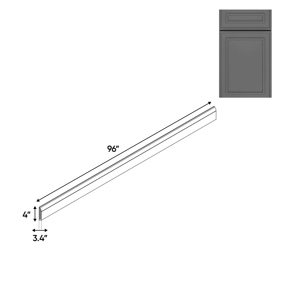 RTA - Elegant Shaker Grey - Base Decoration Moulding - 96"L x 4"W x 0.75"D