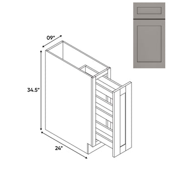 RTA - Grey Shaker - Base Spice Rack Pull Out with 3 Shelf - 9"W x 34.5"H x 24"D - GS-BFP9