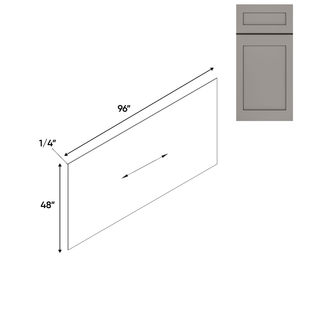 RTA - Grey Shaker - 96"W x 48"H - Base Panel Skin Single Side Finished - 96"W x 48"H - GS-BP4896