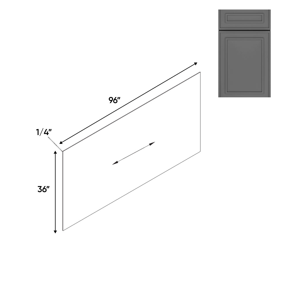 RTA - Elegant Shaker Grey - 96"W x 36"H - Base Panel Skin Single Side Finished