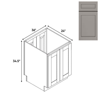 RTA - Grey Shaker - Base Cabinet with 4 Door - 24