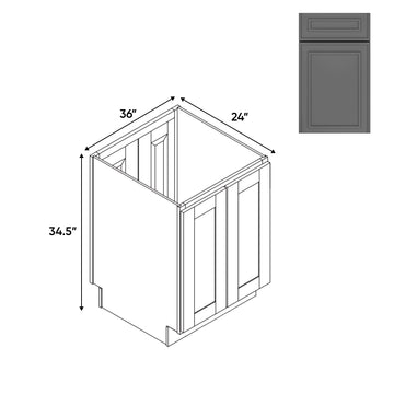 RTA - Elegant Shaker Grey - Base Cabinet with 4 Door - 24