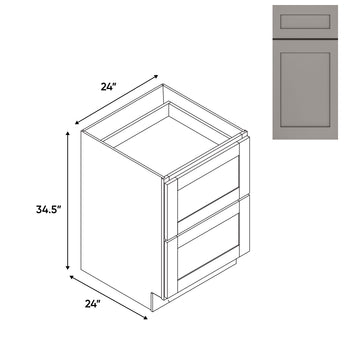 RTA - Grey Shaker - Drawer Pack with 2 Drawer - 24"W x 34.5"H x 24"D - GS-DBT24