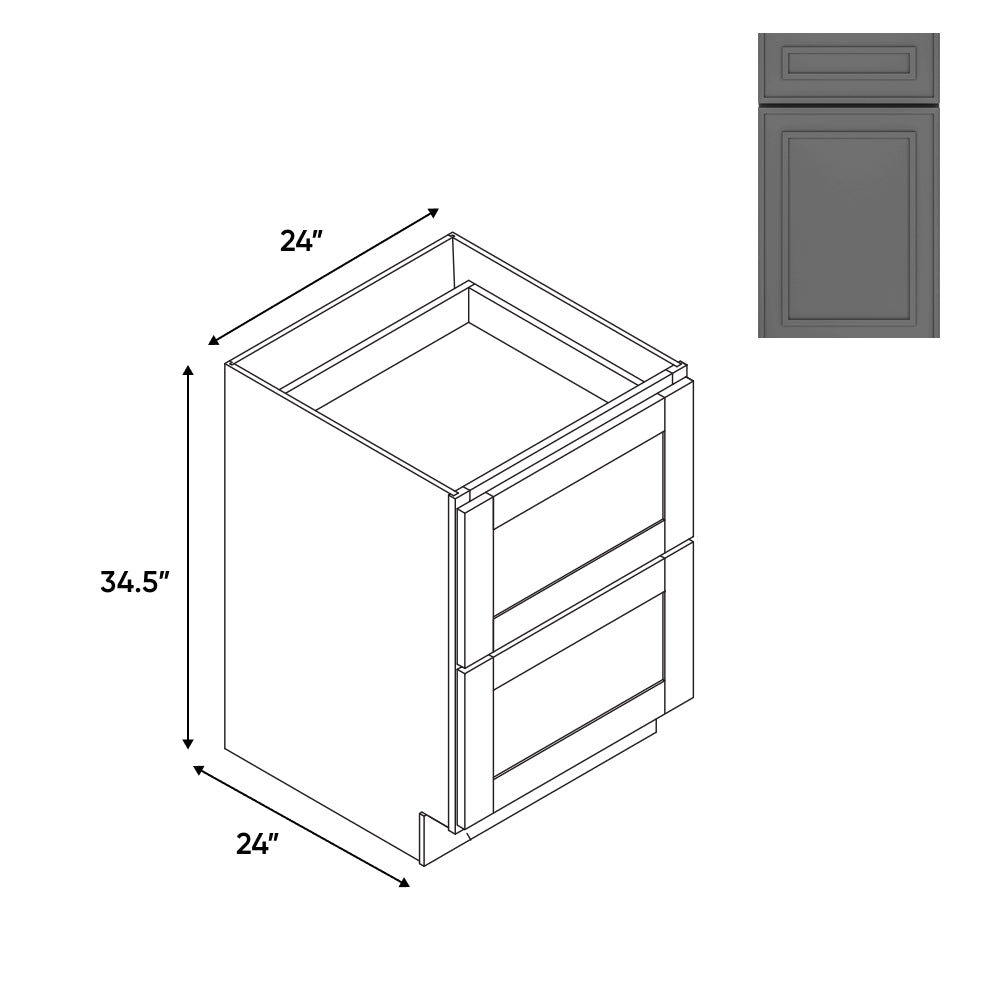 RTA - Elegant Shaker Grey - Drawer Pack with 2 Drawer - 24"W x 34.5"H x 24"D