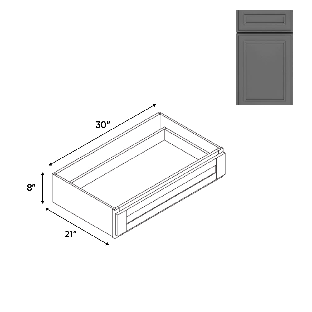 RTA - Elegant Shaker Grey - Desk Knee Drawer - 30"W x 8"H x 21"D