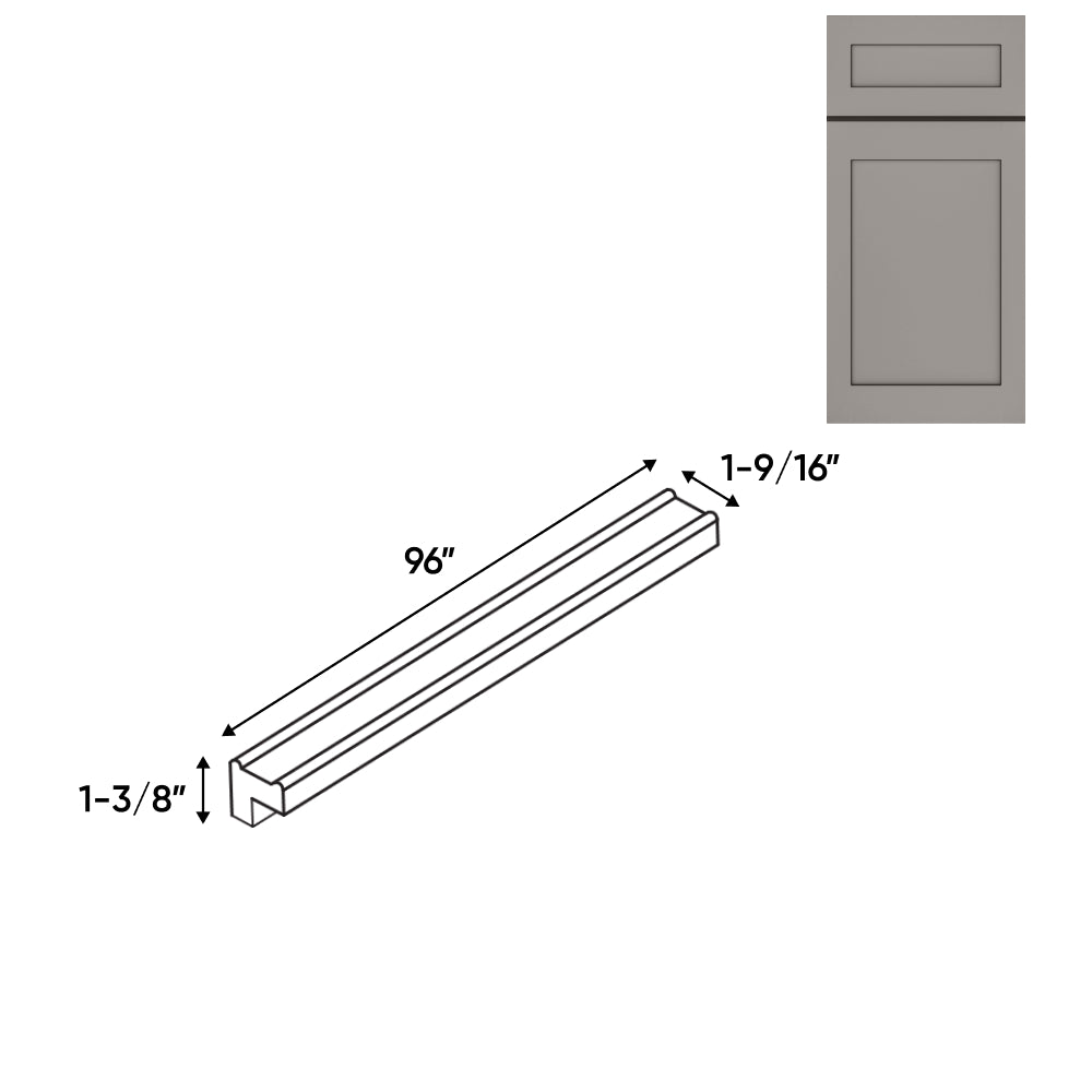 RTA - Grey Shaker - Light Molding - 96"W x 1 3/8"H x 1 9/16"D - GS-LM8