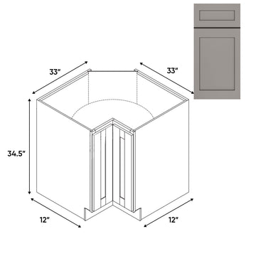 RTA - Grey Shaker - Lazy Susan - 1 Door 2 Wood Turning Shelf - 33