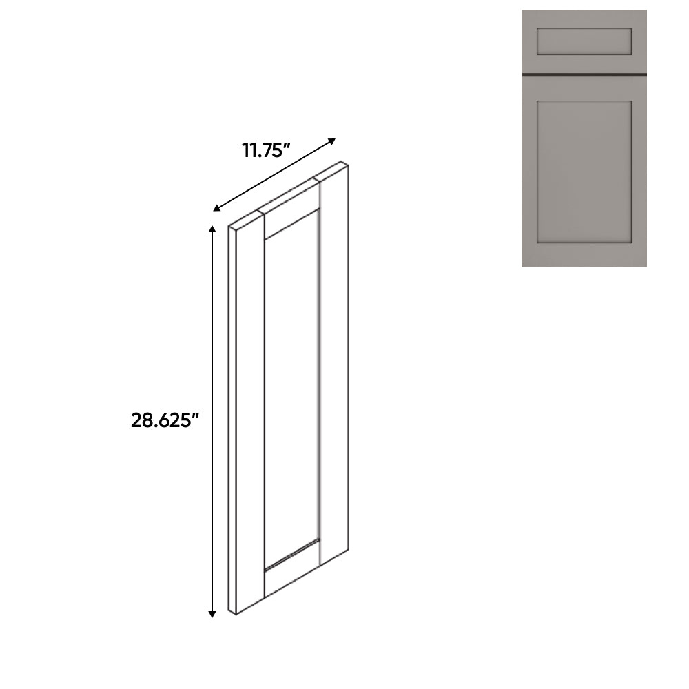 RTA - Grey Shaker - 11.75"W x 28.62"H - Matching Wall End Panel - 11.75"W x 28.62"H - GS-MWEP1230