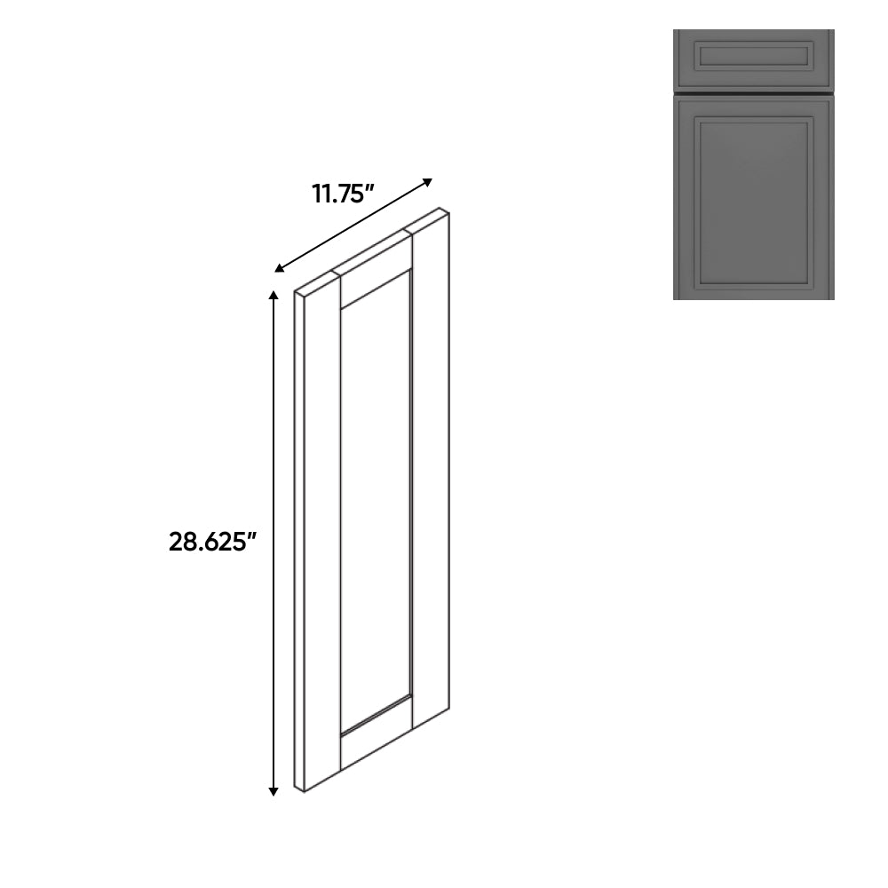 RTA - Elegant Shaker Grey - 11.75"W x 28.62"H - Matching Wall End Panel