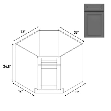 RTA - Elegant Shaker Grey - Base Diagonal Corner Sink Cabinet - 36