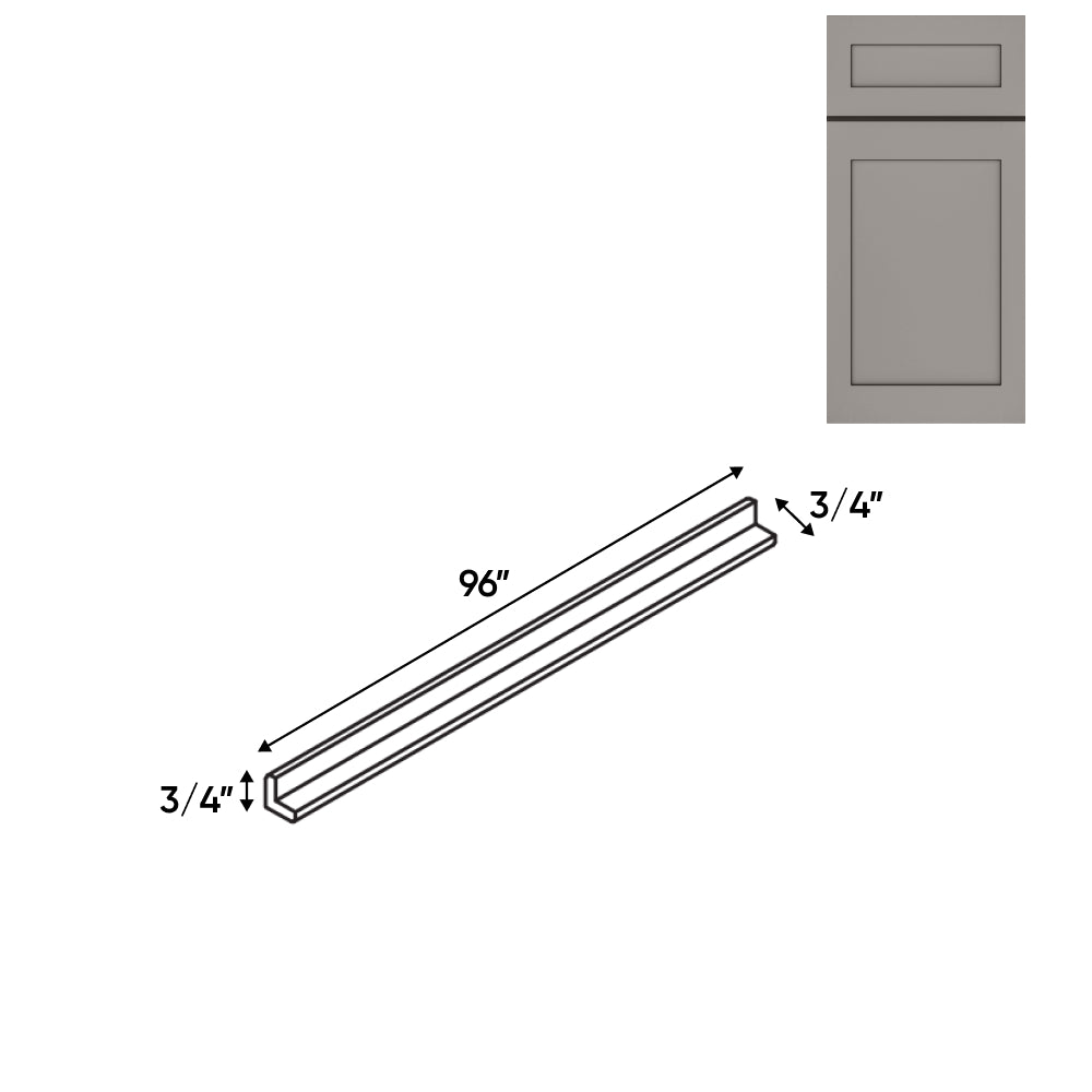 RTA - Grey Shaker - Outside Molding - 96"W x 3/4"H x 3/4"D - GS-OCM8