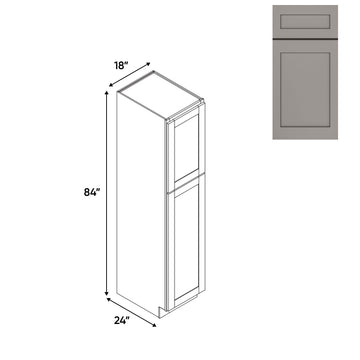 RTA - Grey Shaker - Tall Pantry Cabinets with 2 Door 5 Shelf Space - 18"W x 84"H x 24"D - GS-PC1884