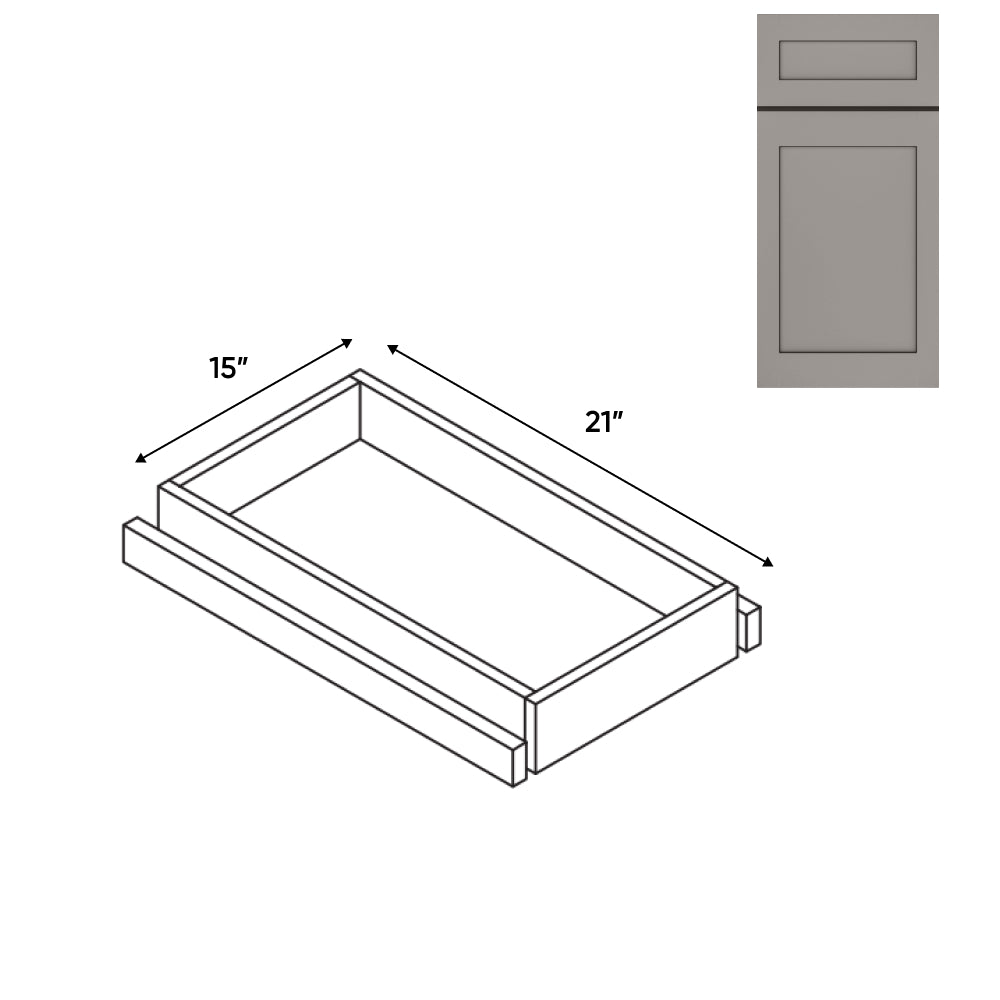 RTA - Grey Shaker - Base Roll Out Tray - 11"W x 4.25"H x 21"D - GS-T15