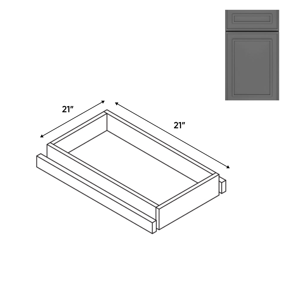 RTA - Elegant Shaker Grey - Base Roll Out Tray - 17"W x 4.25"H x 21"D