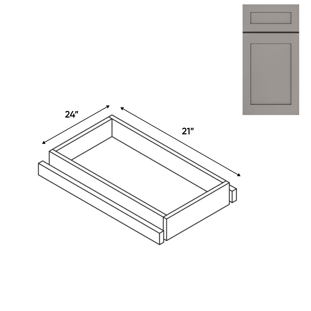 RTA - Grey Shaker - Base Roll Out Tray - 20"W x 4.25"H x 21"D - GS-T24