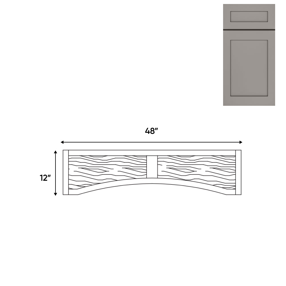 RTA - Grey Shaker - 48"W x 12"H - Valance (Raised Wood Panel) - 48"W x 12"H - GS-VAD48