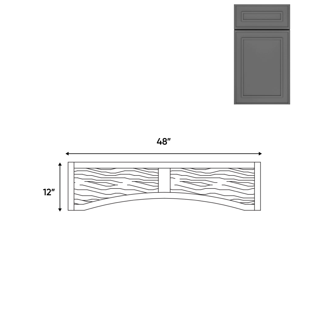 RTA - Elegant Shaker Grey - 48"W x 12"H - Valance (Raised Wood Panel)