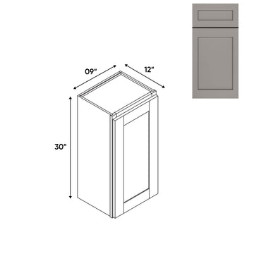 RTA - Grey Shaker - Wall High Cabinets with 1 Door 2 Shelf - 09"W x 30"H x 12"D - GS-W0930