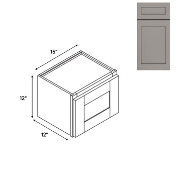 RTA - Grey Shaker - 15"W - Stack Up Wall Cabinet with Glass Door - 15"W x 12"H x 12"D - GS-W1512GD